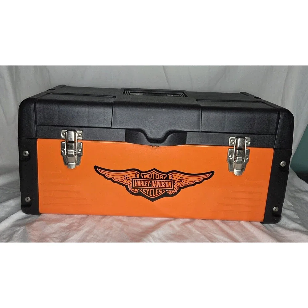 Harley-Davidson Orange and Black 22-Inch Metal & Plastic Toolbox W/ Tray HDDX-22